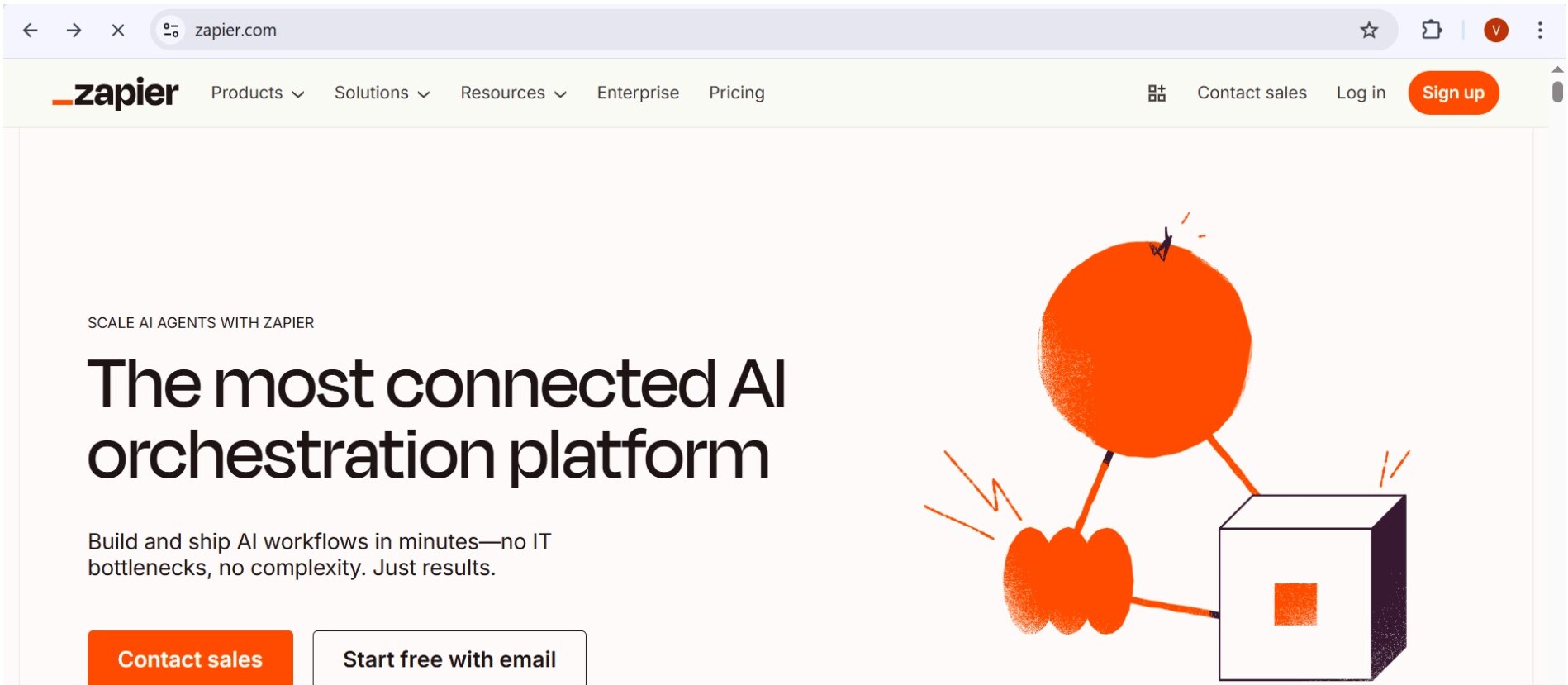 Zapier homepage — The most connected AI orchestration platform